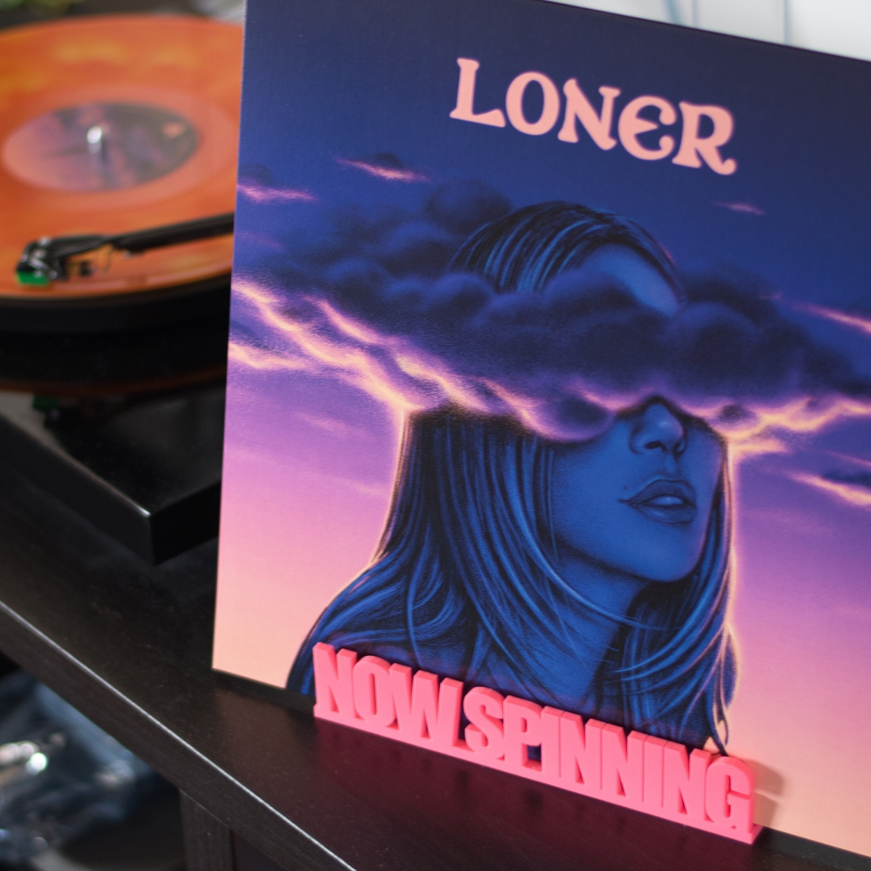 Vinyl Record Now Spinning Display Stand