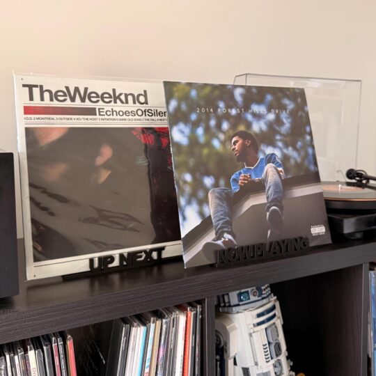 Vinyl Record Stand Bundle – ‘Now Playing’ & ‘Up Next’ Display Stands for Vinyl Lovers